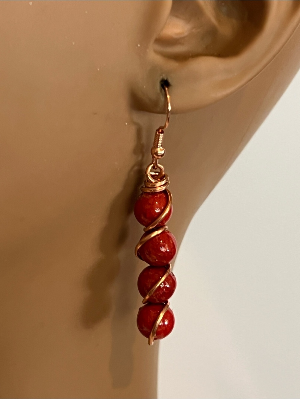 Elegant Red Bamboo Coral Beaded Earrings